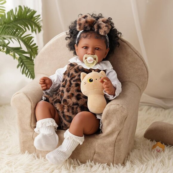 🆕Kids Realistic Reborn Baby Doll Black Girl 20 Inch Soft Body Newborn Baby Doll - Picture 4 of 8